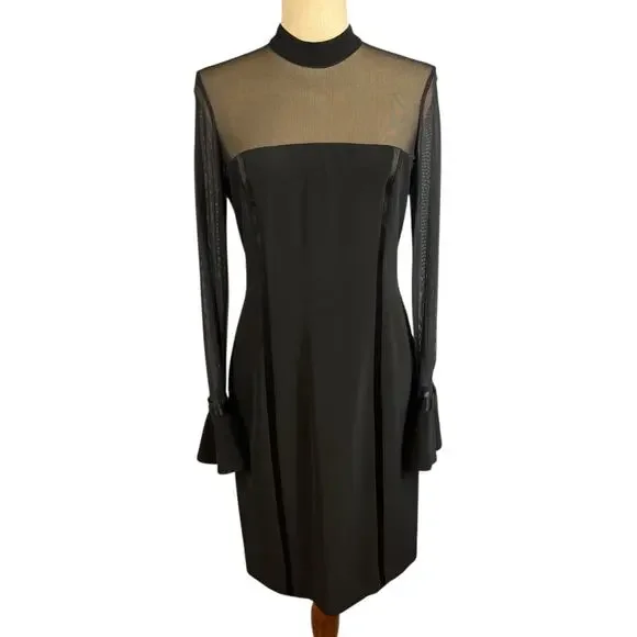 Oleg Cassini Black Tie Vintage Special Occasion Dress Long Sleeve Black Size 8 - Picture 3 of 7